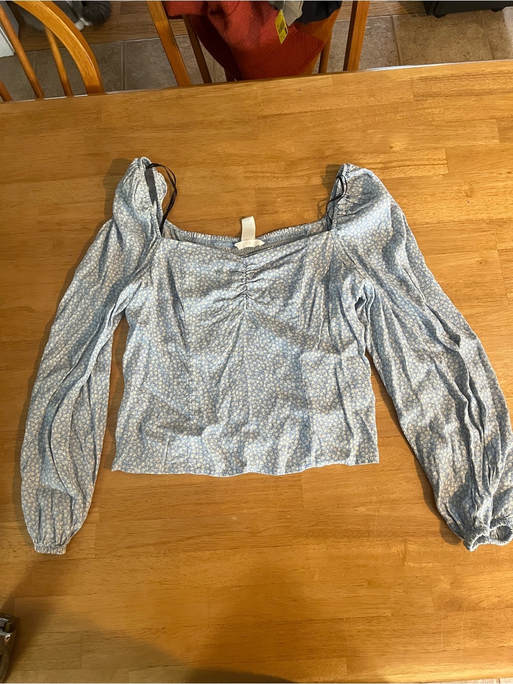 H&M Light Blue Floral Off-Shoulder Crop Top